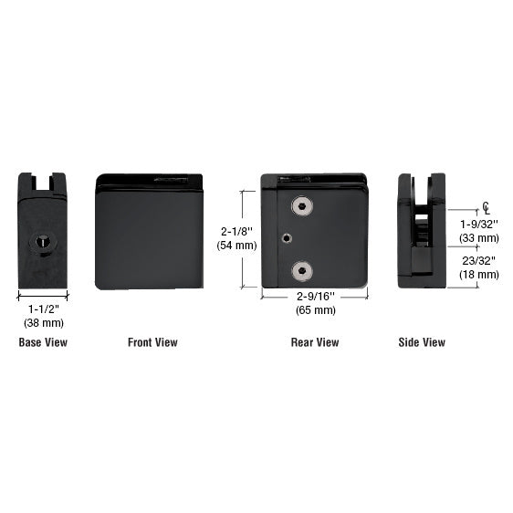 CRL Z-Series Flat Surface Mount Square Type Glass Clamps for 3/4" Glass