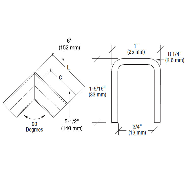CRL 90 Degree Horizontal Corner for 11 Gauge Low Profile Cap Railings