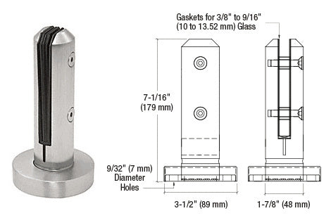 CRL Low Profile Round One-Piece Surface Mount Frameless Windscreen Clamp