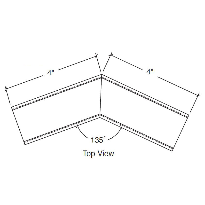 135 Degree Horizontal Internal Corner Sleeve - Mill Aluminum