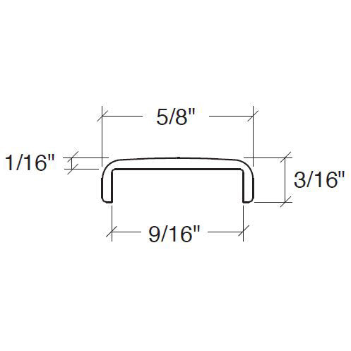 Cap Rail Edge Protector 3/16" x 5/8" x 3/16" Aluminum - 120" Long
