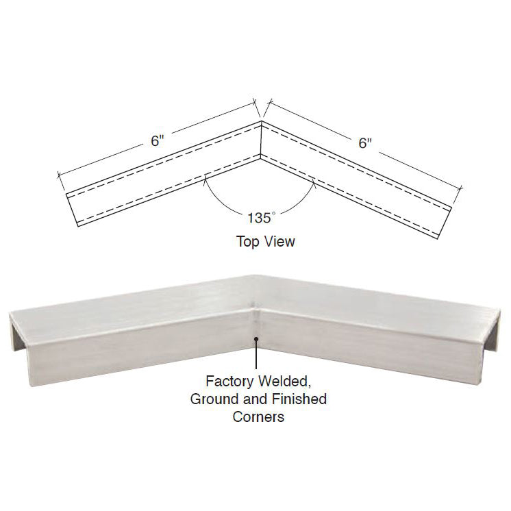 V-Cut 11 Gauge Cap Rail 135 Degree Corner For CRVG8