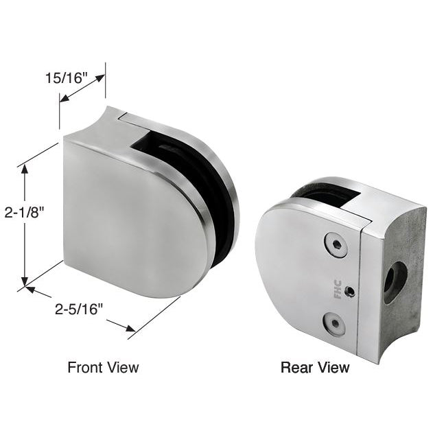 RD Series Glass Clamp With Radius Base For 1/4" And 5/16" Glass