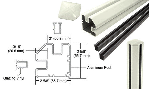 CRL AWS 2" x 2-5/8" Rectangular 90 Degree 36" Corner Post Kit
