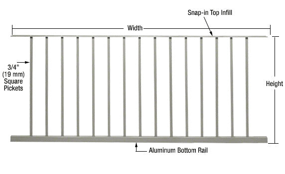 CRL 200, 300, 350, and 400 Series 72"W x 42"H Picket Panel