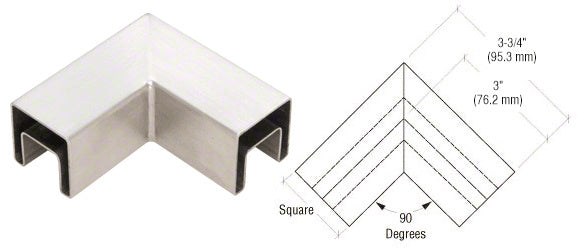 CRL 316 Stainless Steel 90 Degree Horizontal Roll Formed Cap Rail Corners