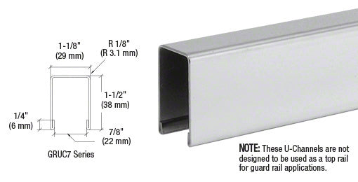 CRL Stainless U-Channel Cap for 3/4" Glass