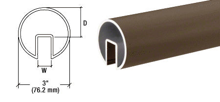 CRL 3" Extruded Cap Rail for 3/4" Glass - 240"