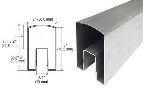 CRL Stainless Stock Size Custom Profile Radius Top Crisp Corner Cap Rail - 120" *DISCONTINUED*