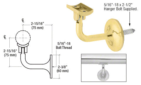 CRL La Jolla Series Wall Mounted Hand Rail Bracket