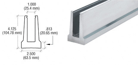 CRL B5T Series Mill Aluminum 240" Tapered Base Shoe Undrilled for 1/2" Glass