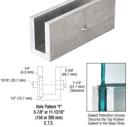 CRL L25S Series Mill Aluminum 118-1/8" Square Base Shoe Drilled for 1-1/16" Glass