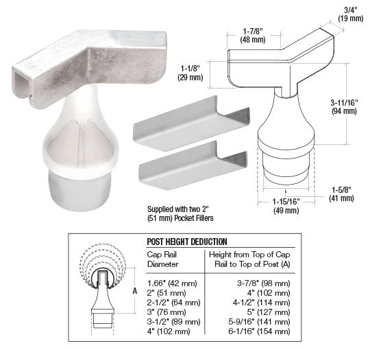 CRL 316 Stainless CRS Top Rail Adaptor for 135 Degree Corner Post