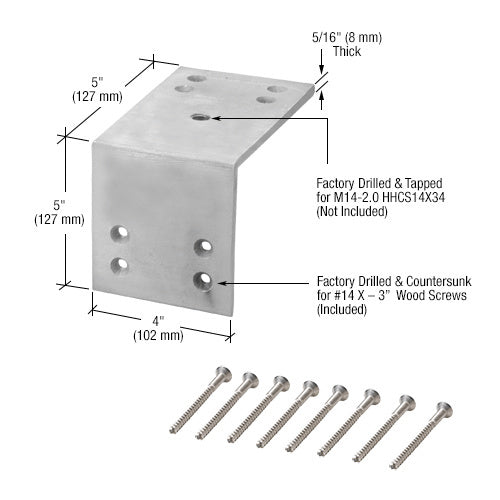 CRL Zinc Plated Wood Mount L-Angle Kit M14-2.0