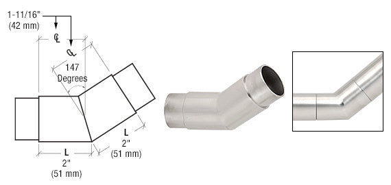 CRL 147 Degree Flush Angle for 2" Tubing
