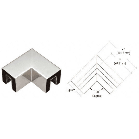 CRL Stainless 90 Degree Crisp Corner Square Cap Horizontal Corners