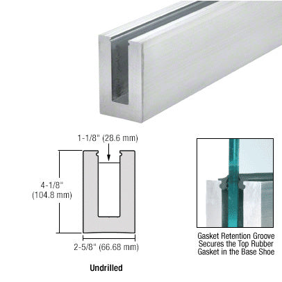 CRL B6N Series Mill Aluminum 120" Standard Square Base Shoe Undrilled for 5/8" Glass
