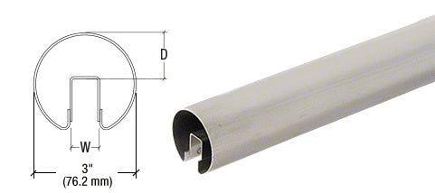 CRL 316 Grade Brushed Stainless 3" Premium Cap Rail for 3/4" Glass - 120"