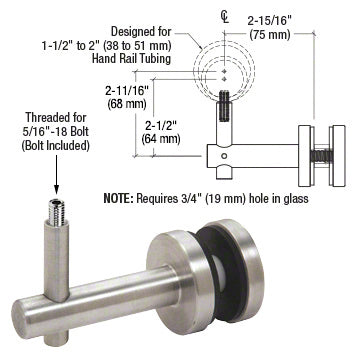 CRL Coastal Series Glass Mounted Hand Rail Bracket