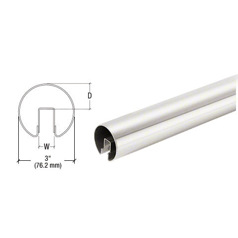 CRL Stainless 3" Premium Cap Rail for 1/2" or 5/8" Glass - 168"