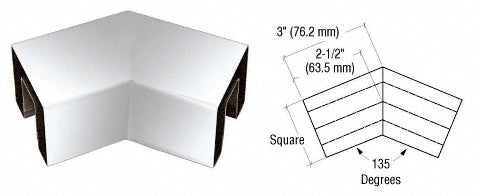 CRL Stainless 2-1/2" Square 135 Degree Horizontal Corner for 1/2" Square Glass Cap Railing