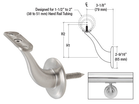 CRL Meridian Series Wall Mount Bracket in Stainless Steel