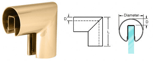 CRL Brass 3" 90 Degree Vertical Corner for 3/4" Glass Cap Railing