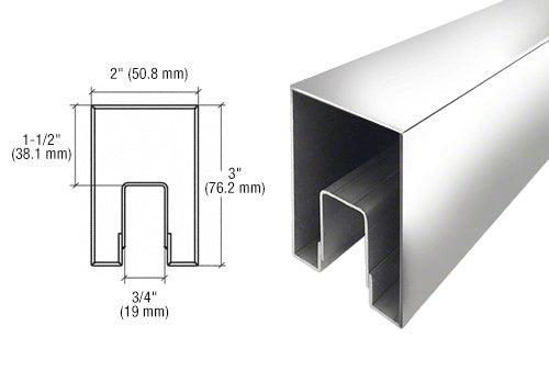 CRL Stainless Stock Size Custom Profile Flat Top Crisp Corner Cap Rail - 120" *DISCONTINUED*