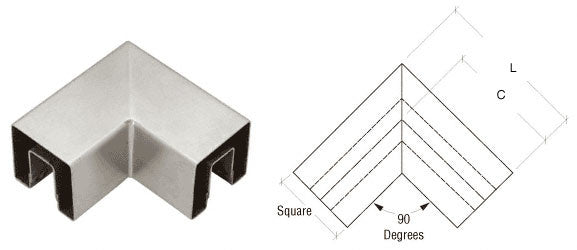 CRL Stainless 90 Degree Horizontal Corner for 2-1/2" Square Glass Cap Railing