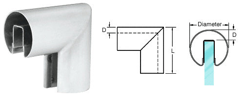 CRL Mill 3-1/2" 90 Degree Vertical Corner for 1/2" or 5/8" Glass Cap Railing