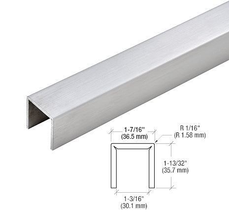 CRL Stainless Crisp Corner U-Channel Cap for 21.52 mm Glass- 3 m Long