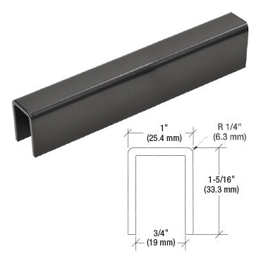 CRL Matte Black 11 Gauge Cap Rail for 1/2" or 5/8" Glass - 20'