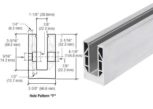 CRL 8B Series Mill Aluminum 120" Square Base Shoe Fascia Mount Drilled for 5/8" Glass