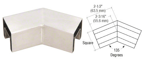 CRL 316 Stainless Steel 135 Degree Horizontal Roll Formed Cap Rail Corners