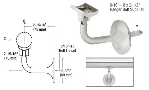 CRL La Jolla Series Wall Mounted Hand Rail Bracket