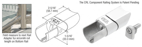 CRL 316 Stainless CRS Adjustable Upper Adaptor for Sloped Bottom Rail Use on Stairs