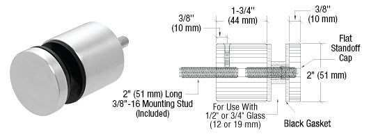 CRL Glass Rail Standoff Base and Cap - 1-3/4" Projection