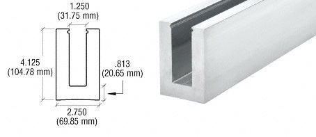 CRL B7S Series Mill Aluminum 120" Square Base Shoe Undrilled for 3/4" Glass