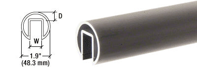 CRL 1.9" Extruded Aluminum Cap Rail for 1/2" or 5/8" Glass - 240"