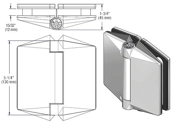 CRL Glass-to-Glass Mount Polaris 130 Series Soft Close Gate Hinge