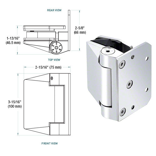 CRL Wall Mount Polaris 120 Series Soft Close Gate Hinge