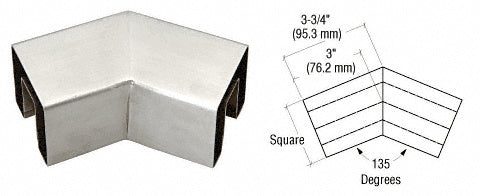 CRL Stainless 135 Degree Crisp Corner Square Cap Horizontal Corners