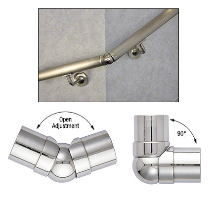 CRL Stainless Adjustable Flush Corner for 1-1/2" Tubing