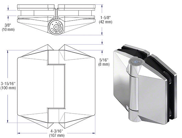 CRL Glass-to-Glass Mount Polaris 120 Series Soft Close Hinge