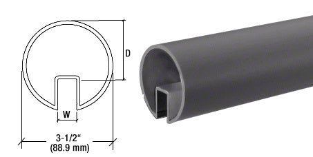 CRL 3-1/2" Extruded Aluminum Cap Rail for 1/2" or 5/8" Glass - 240"