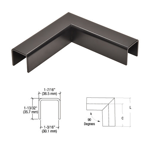CRL L10 Series U-Channel 90 Degree Horizontal Corner for 21.52 mm Glass Cap Railing