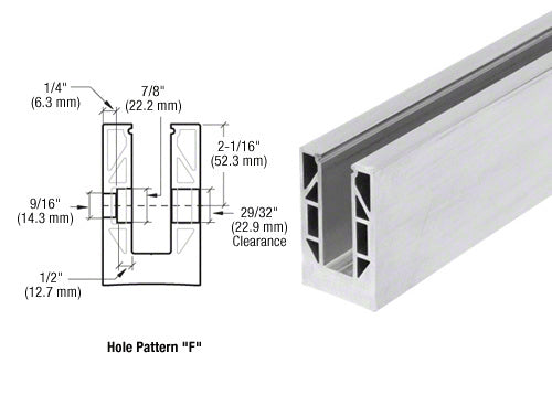 CRL 8B Series Mill Aluminum 240" Square Base Shoe Fascia Mount Drilled for 1/2" Glass