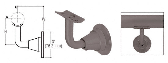 CRL Newport Series Wall Mounted Hand Rail Bracket