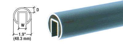 CRL 1.9" Extruded Aluminum Cap Rail for 1/2" or 5/8" Glass - 240"