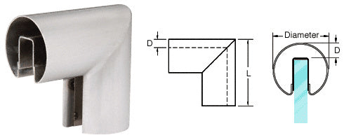 CRL 2-1/2" 90 Degree Vertical Corner for 1/2" or 5/8" Glass Cap Railing